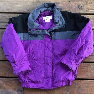 Columbia Bugaboo Purple , Gray, Black Medium Weight Windbreaker/Rain Jacket-M